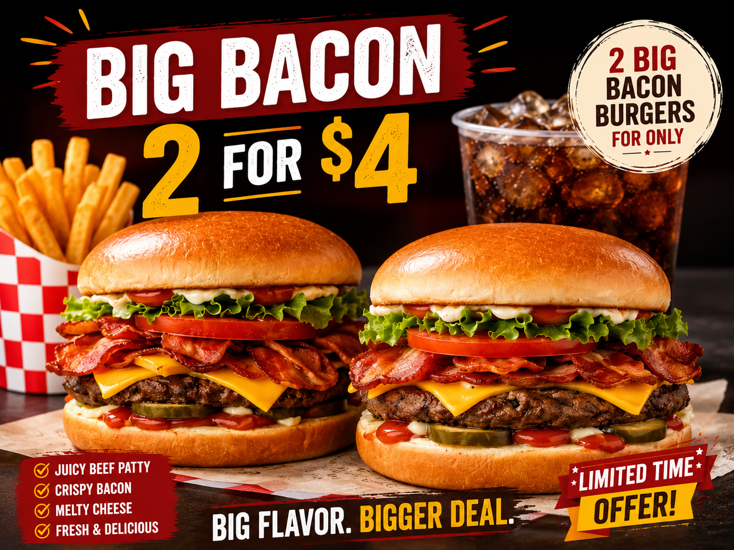 Big Bacon burger deal Checkers Burger Menu