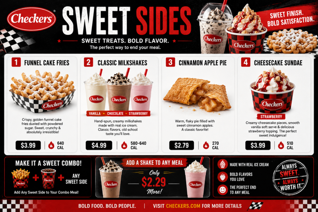 Sweet sides at Checkers menu

