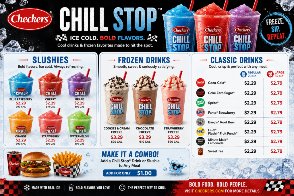 Chill Stop slushie menu display


