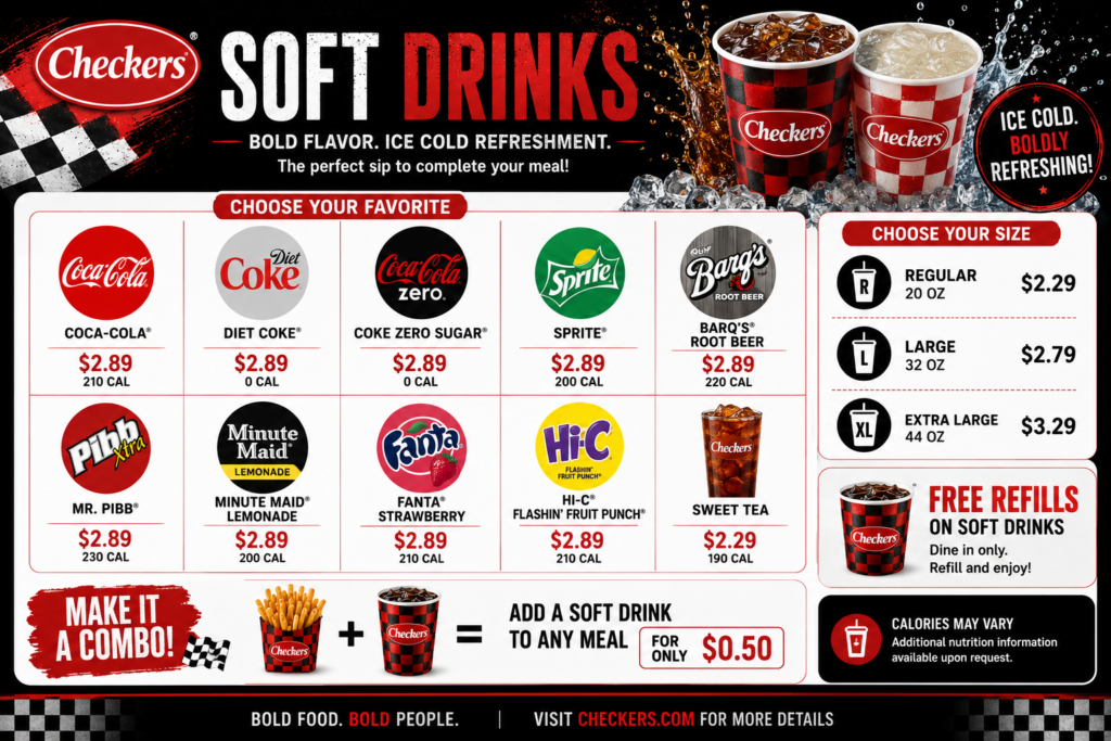 Checkers Soft Drinks Menu