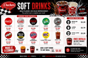 Ice cold drink options at Checkers