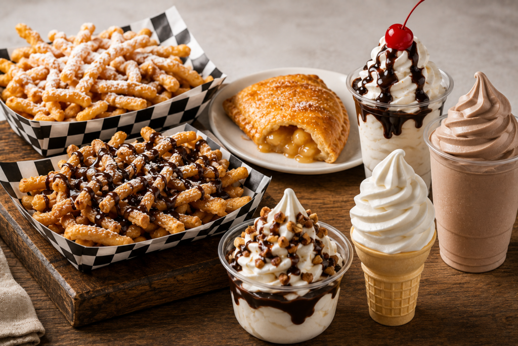 Assorted sweet treats on rustic table
