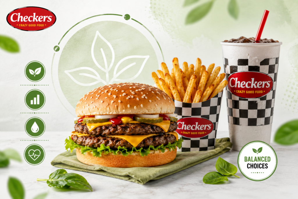 Checkers combo meal with nutrition focus