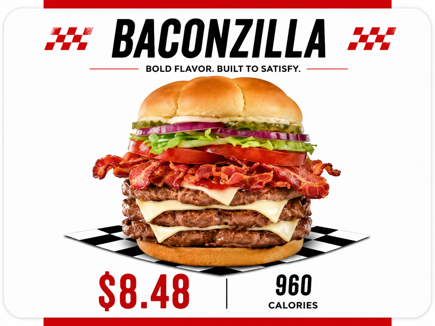 Baconzilla Checkers burger