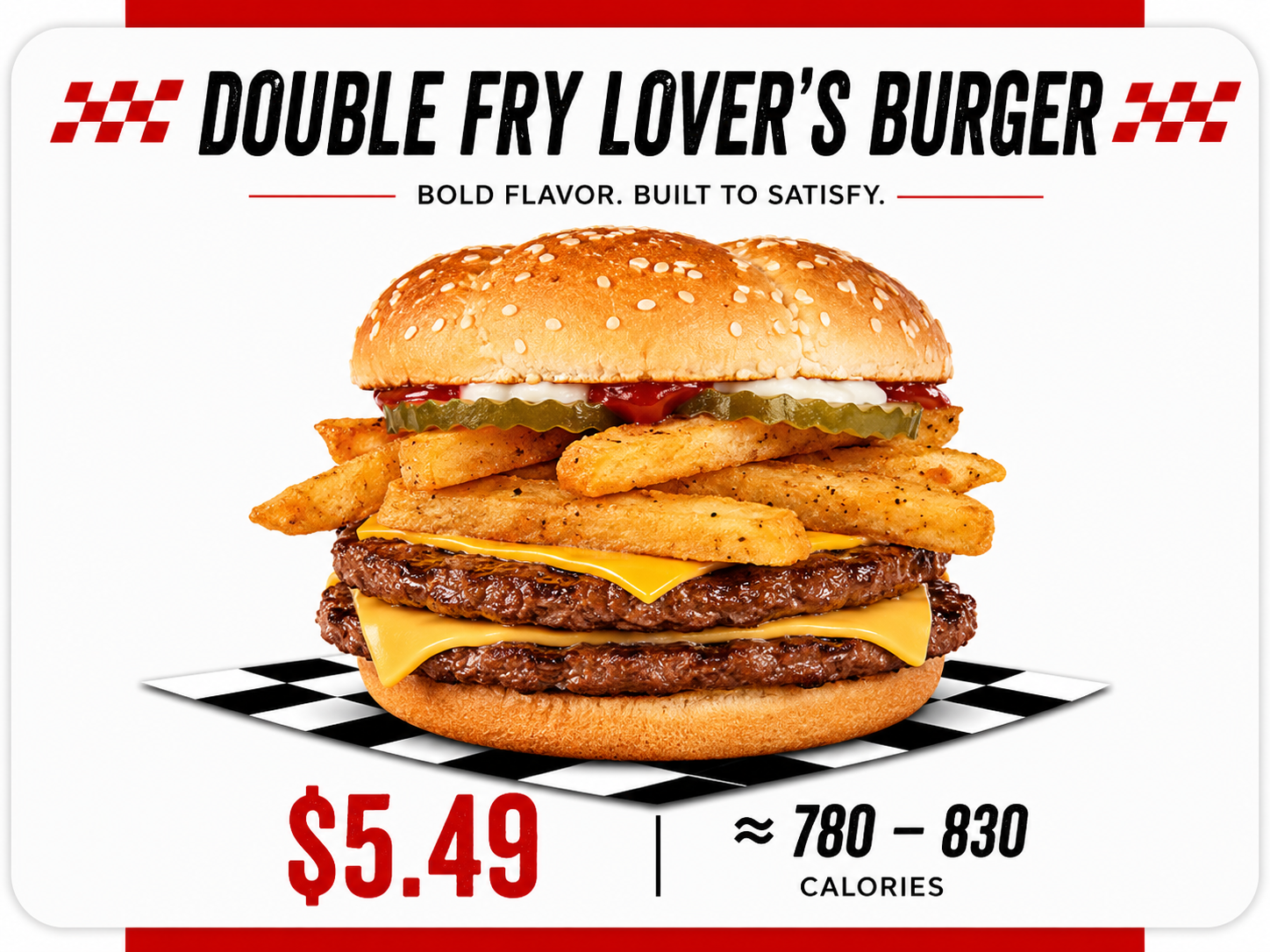 Double Fry Lover's Burger Checkers