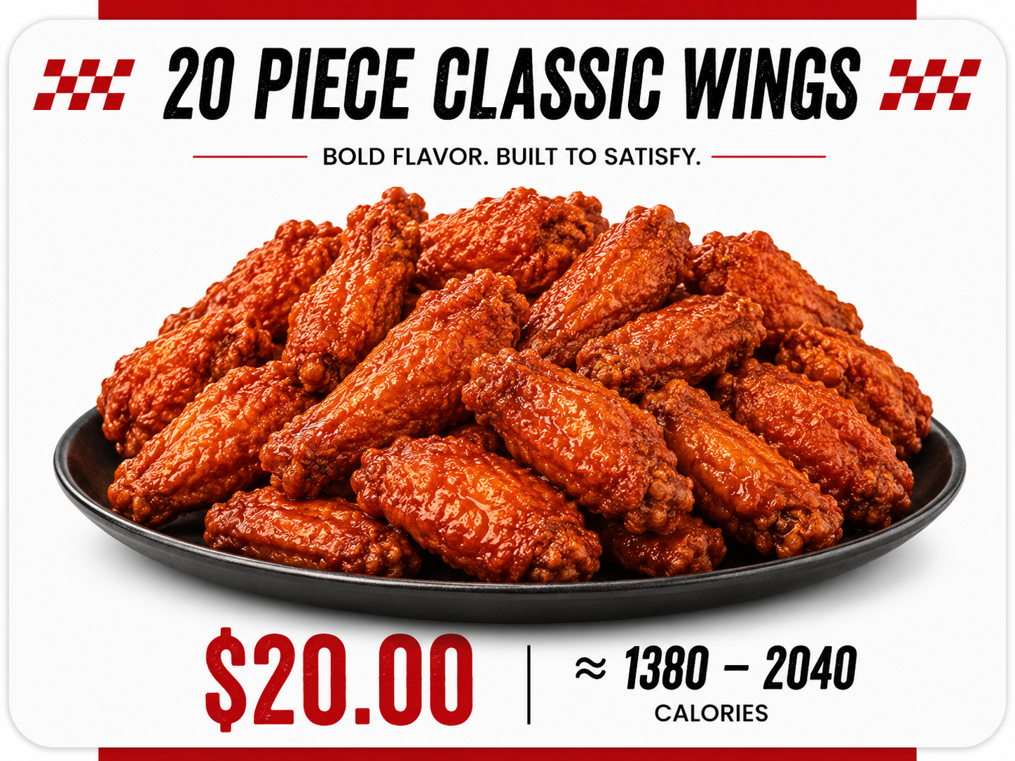 Checkers 20 Piece Classic Wings