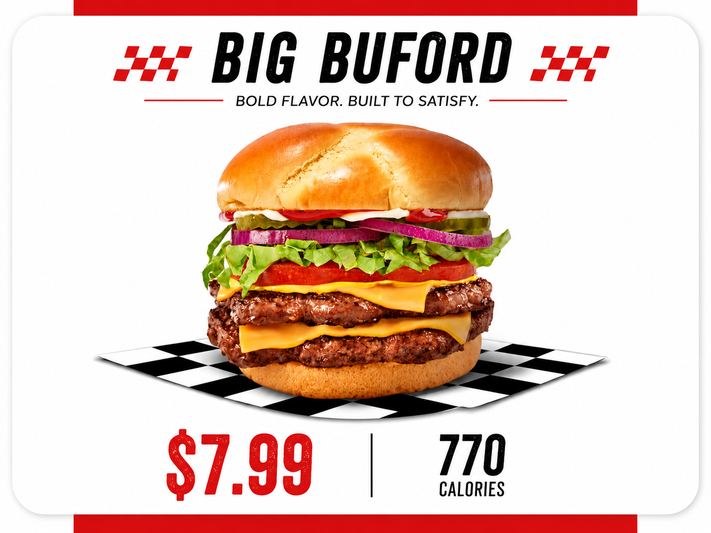 Big Buford Checkers burger