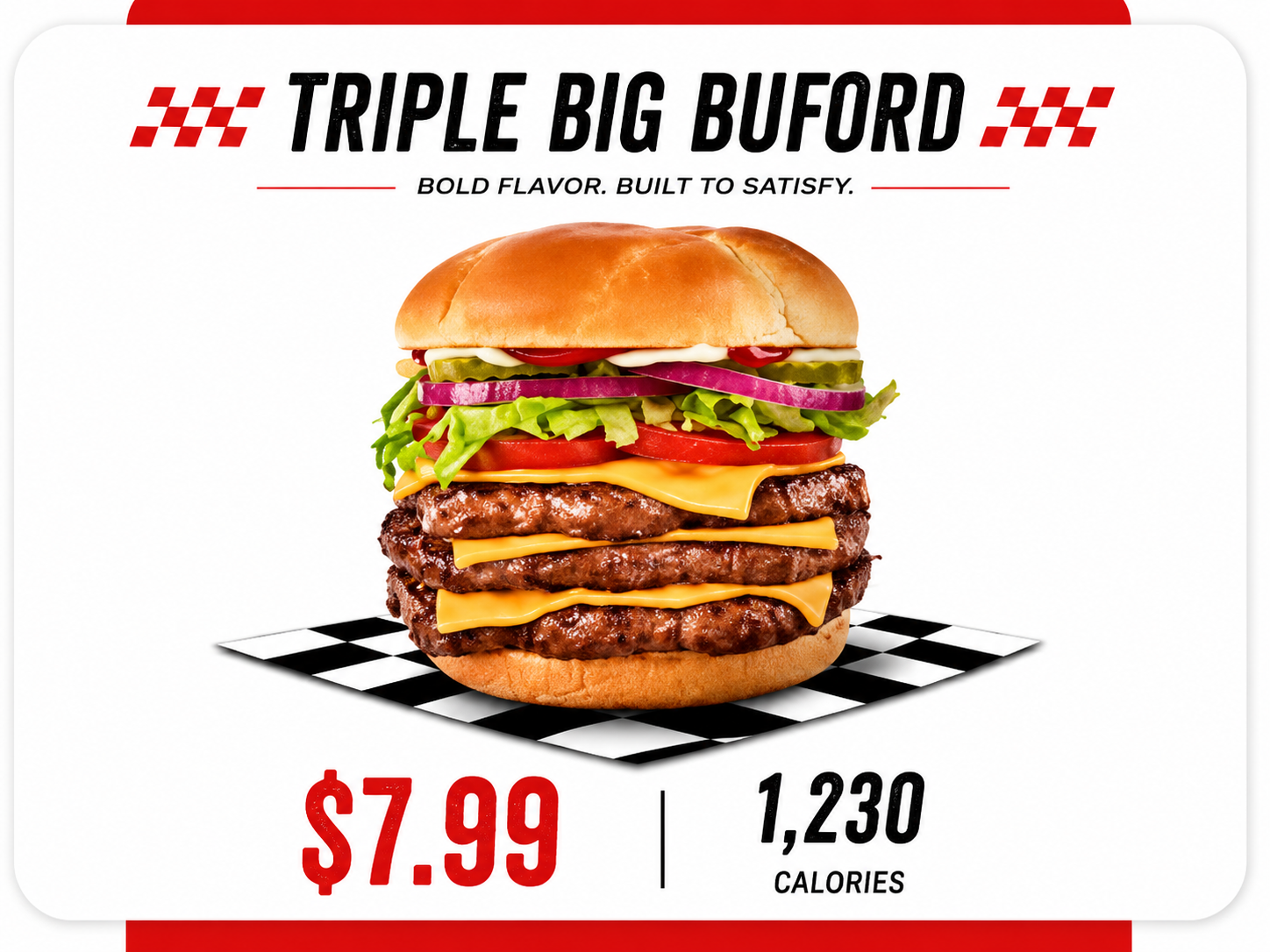 Triple Big Buford Checkers burger