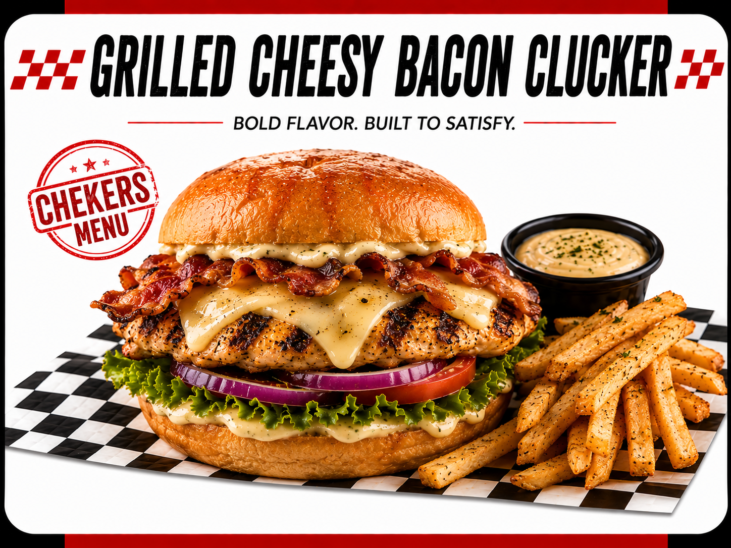 Grilled Cheesy Bacon Clucker chicken sandwich