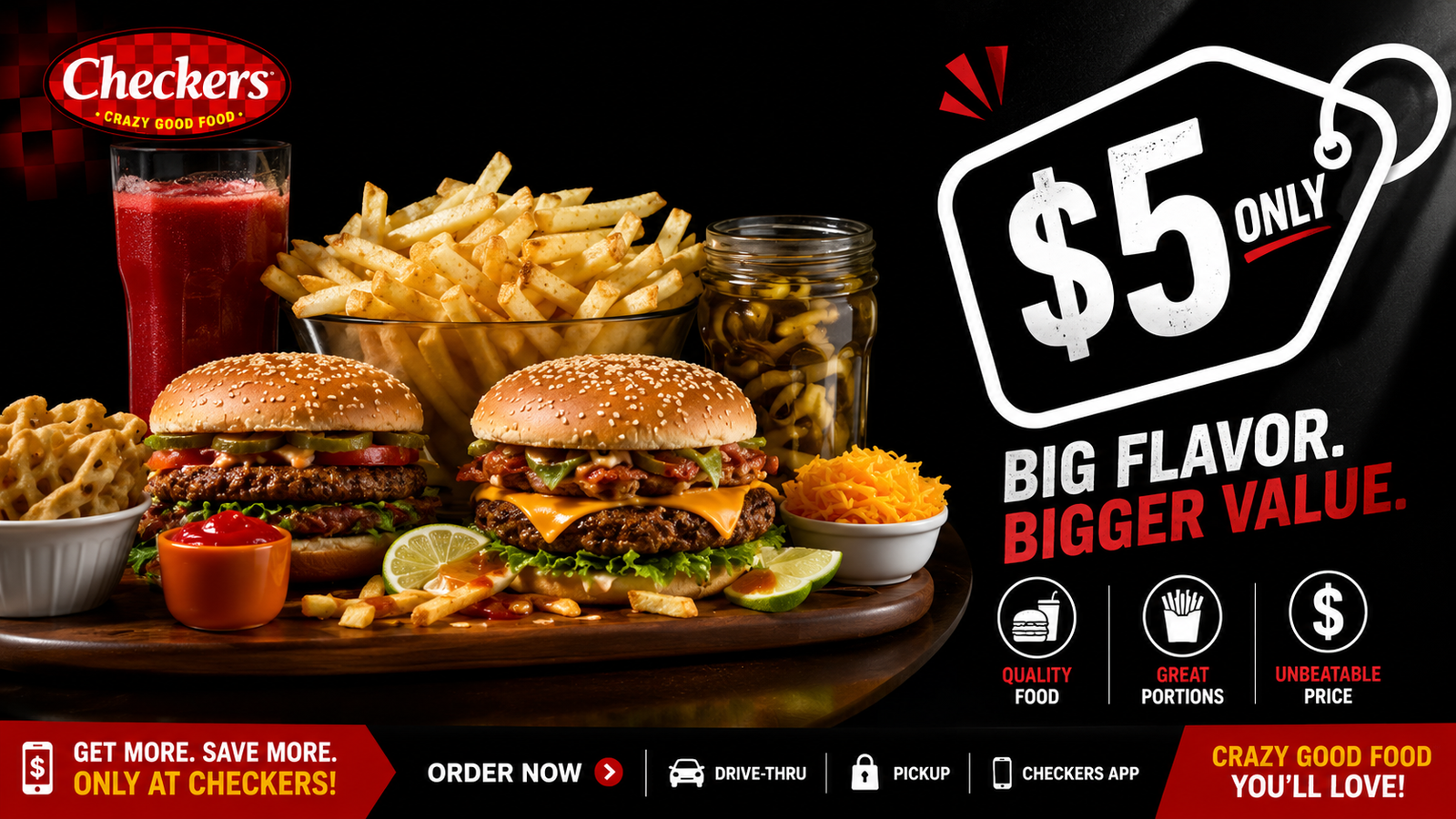 Checkers Pretzel Pubster Burger